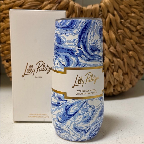 Lilly Pulitzer Other - Lilly Pulitzer Stainless Steel Champagne Flute Blue Marble Swirl NWT